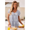Ekouaer Nightgowns for Women Short Sleeve Night Gown Comfy Sleep Shirt(Gray Stars)