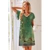Ekouaer Nightgowns for Women Short Sleeve Night Gown Comfy Sleep Shirt(Green Ethnic Style)