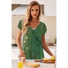 Ekouaer Nightgowns for Women Short Sleeve Night Gown Comfy Sleep Shirt(Green Ethnic Style)