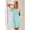 Ekouaer Nightgowns for Women Short Sleeve Night Gown Comfy Sleep Shirt(Green White Flowers)