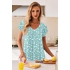 Ekouaer Nightgowns for Women Short Sleeve Night Gown Comfy Sleep Shirt(Green White Flowers)