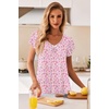 Ekouaer Nightgowns for Women Short Sleeve Night Gown Comfy Sleep Shirt(Pink Floral)