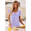 Ekouaer Nightgowns for Women Short Sleeve Night Gown Comfy Sleep Shirt(Purple Polka Dots)