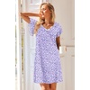 Ekouaer Nightgowns for Women Short Sleeve Night Gown Comfy Sleep Shirt(Purple Polka Dots)