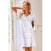 Ekouaer Nightgowns for Women Short Sleeve Night Gown Comfy Sleep Shirt(White Flowers)