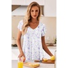 Ekouaer Nightgowns for Women Short Sleeve Night Gown Comfy Sleep Shirt(White Flowers)