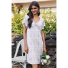 Ekouaer Nightgowns for Women Short Sleeve Night Gown Comfy Sleep Shirt(White Flowers)