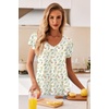 Ekouaer Nightgowns for Women Short Sleeve Night Gown Comfy Sleep Shirt(Yellow Floral)