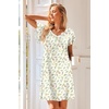 Ekouaer Nightgowns for Women Short Sleeve Night Gown Comfy Sleep Shirt(Yellow Floral)