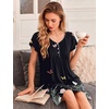 Ekouaer Nightgowns for Women Short Sleeve Pleated Moo Moos with Pockets(Butterfly Black)