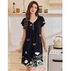 Ekouaer Nightgowns for Women Short Sleeve Pleated Moo Moos with Pockets(Butterfly Black)
