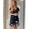 Ekouaer Nightgowns for Women Short Sleeve Pleated Moo Moos with Pockets(Butterfly Black)