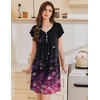 Ekouaer Nightgowns for Women Short Sleeve Pleated Moo Moos with Pockets(Cherry Blossoms)