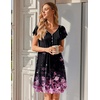 Ekouaer Nightgowns for Women Short Sleeve Pleated Moo Moos with Pockets(Cherry Blossoms Black)