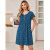 Ekouaer Nightgowns for Women Short Sleeve Pleated Moo Moos with Pockets(Dog Footprints)