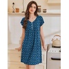 Ekouaer Nightgowns for Women Short Sleeve Pleated Moo Moos with Pockets(Dog Footprints)
