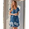 Ekouaer Nightgowns for Women Short Sleeve Pleated Moo Moos with Pockets(Floral Blue)