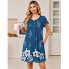 Ekouaer Nightgowns for Women Short Sleeve Pleated Moo Moos with Pockets(Floral Blue)