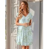 Ekouaer Nightgowns for Women Short Sleeve Pleated Moo Moos with Pockets(Floral Green)