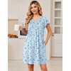 Ekouaer Nightgowns for Women Short Sleeve Pleated Moo Moos with Pockets(Floral Light Blue)
