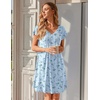 Ekouaer Nightgowns for Women Short Sleeve Pleated Moo Moos with Pockets(Floral Light Blue)