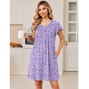 Ekouaer Nightgowns for Women Short Sleeve Pleated Moo Moos with Pockets(Floral Purple)