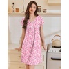 Ekouaer Nightgowns for Women Short Sleeve Pleated Moo Moos with Pockets(Flowers Pink)