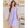 Ekouaer Nightgowns for Women Short Sleeve Pleated Moo Moos with Pockets(Flowers Purple)