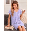 Ekouaer Nightgowns for Women Short Sleeve Pleated Moo Moos with Pockets(Flowers Purple)