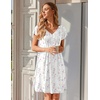 Ekouaer Nightgowns for Women Short Sleeve Pleated Moo Moos with Pockets(Flowers White)