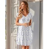 Ekouaer Nightgowns for Women Short Sleeve Pleated Moo Moos with Pockets(Small Flowers Purple)