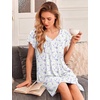 Ekouaer Nightgowns for Women Short Sleeve Pleated Moo Moos with Pockets(Small Flowers Purple)