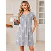 Ekouaer Nightgowns for Women Short Sleeve Pleated Moo Moos with Pockets(Star Grey)