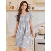 Ekouaer Nightgowns for Women Short Sleeve Pleated Moo Moos with Pockets(Star Grey)