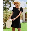 Ekouaer Nightgowns for Women Short Sleeve Sleep Shirt with Pockets(Black)