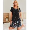 Ekouaer Nightgowns for Women Short Sleeve Sleep Shirt with Pockets(Black Butterfly)