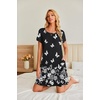 Ekouaer Nightgowns for Women Short Sleeve Sleep Shirt with Pockets(Black White Butterfly)