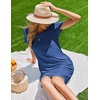 Ekouaer Nightgowns for Women Short Sleeve Sleep Shirt with Pockets(Blue)