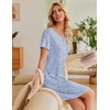 Ekouaer Nightgowns for Women Short Sleeve Sleep Shirt with Pockets(Blue Little Flower)