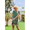 Ekouaer Nightgowns for Women Short Sleeve Sleep Shirt with Pockets(Green Flower)