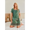 Ekouaer Nightgowns for Women Short Sleeve Sleep Shirt with Pockets(Green Flower)