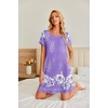 Ekouaer Nightgowns for Women Short Sleeve Sleep Shirt with Pockets(Purple Flower)