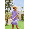 Ekouaer Nightgowns for Women Short Sleeve Sleep Shirt with Pockets(Purple Flower)