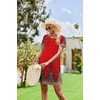 Ekouaer Nightgowns for Women Short Sleeve Sleep Shirt with Pockets(Red Feather)