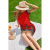Ekouaer Nightgowns for Women Short Sleeve Sleep Shirt with Pockets(Red Feather)
