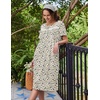 Ekouaer Nightgowns for Women with Pockets Short Sleeve Henley Sleepshirts(Floral and Leaf)