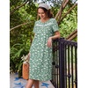 Ekouaer Nightgowns for Women with Pockets Short Sleeve Henley Sleepshirts(Green White Floral)