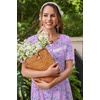 Ekouaer Nightgowns for Women with Pockets Short Sleeve Henley Sleepshirts(Purple Floral)
