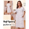 Ekouaer Nightgowns for Women with Pockets Short Sleeve Henley Sleepshirts(White Pink Floral)