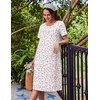 Ekouaer Nightgowns for Women with Pockets Short Sleeve Henley Sleepshirts(White Pink Floral)
